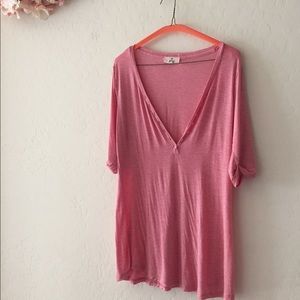 NWOT Pink Republic pink Henley Vneck Tee